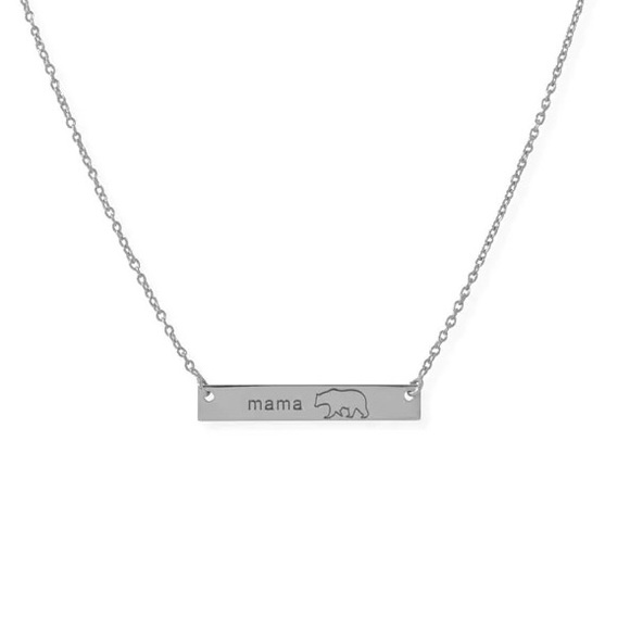 Poppy Collection Jewelry - 💫 Sterling Silver "Mama Bear" Bar Necklace